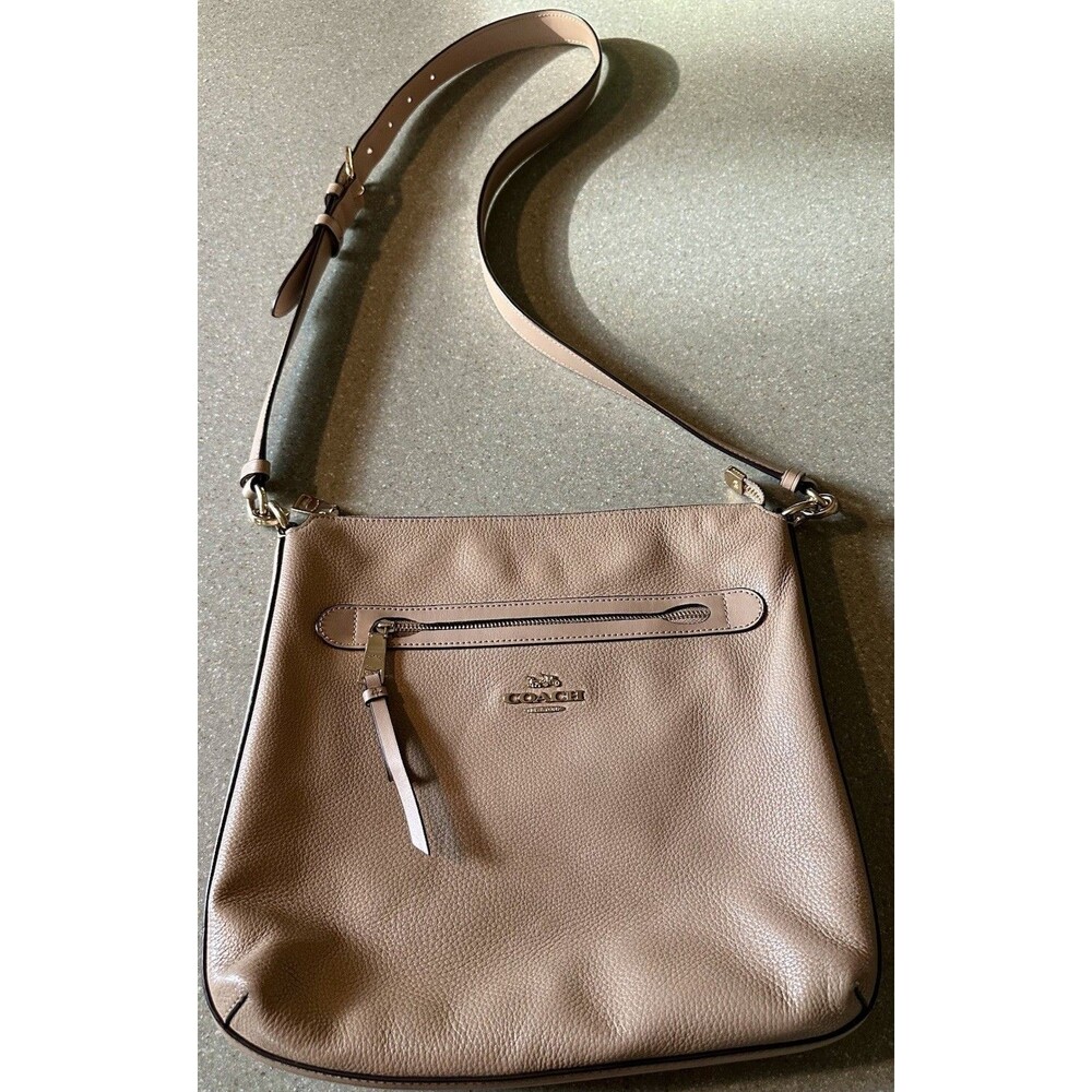 Coach Mae Beige Pebble Leather File Crossbody Shoulder Bag Med 34823 - New $328